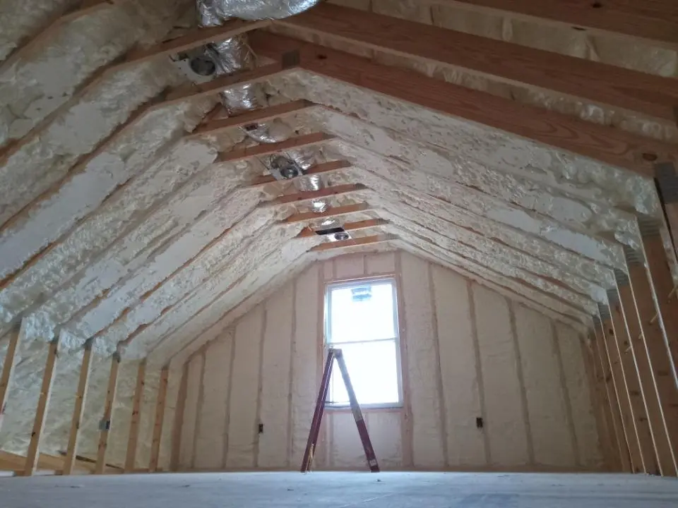Spray foam roofing application for Crawl Space Insulation project in Johnston